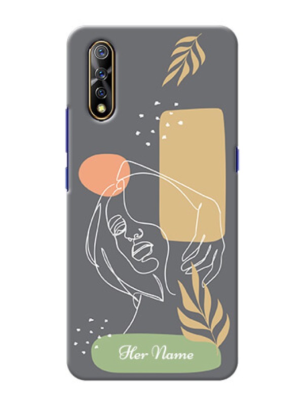Custom Vivo S1 Phone Back Covers: Gazing Woman line art Design