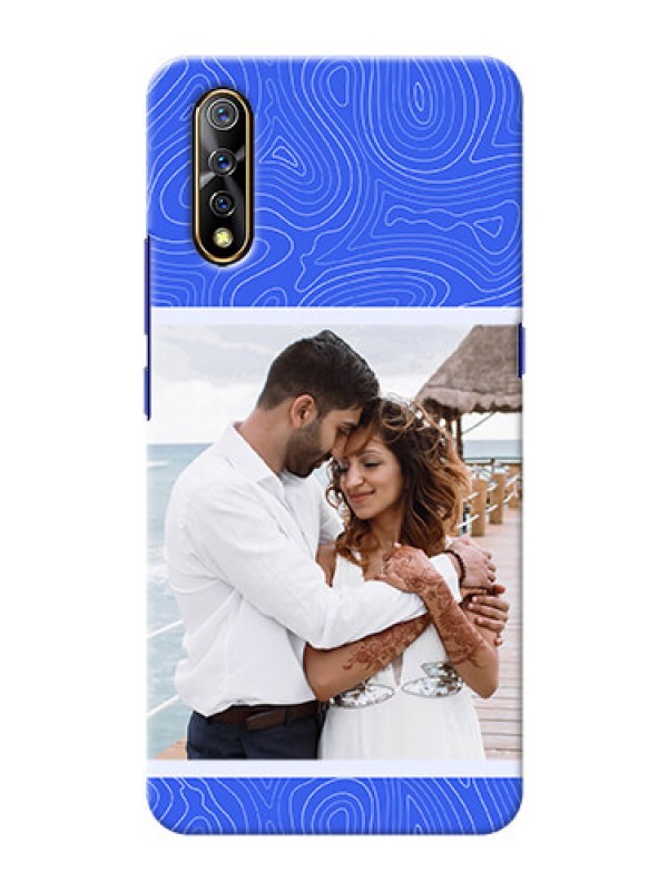 Custom Vivo S1 Mobile Back Covers: Curved line art with blue and white Design