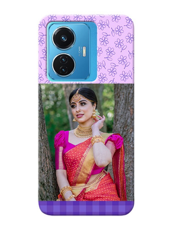 Custom Vivo T1 44W 4G Mobile Cases: Purple Floral Design