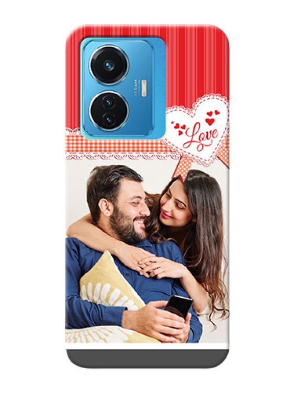 Custom Vivo T1 44W 4G phone cases online: Red Love Pattern Design