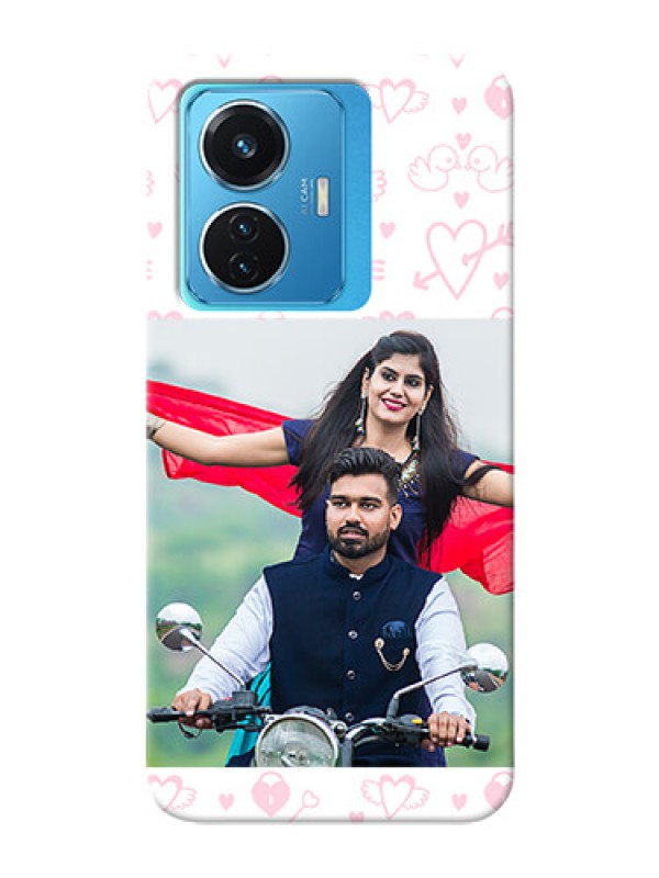 Custom Vivo T1 44W 4G personalized phone covers: Pink Flying Heart Design