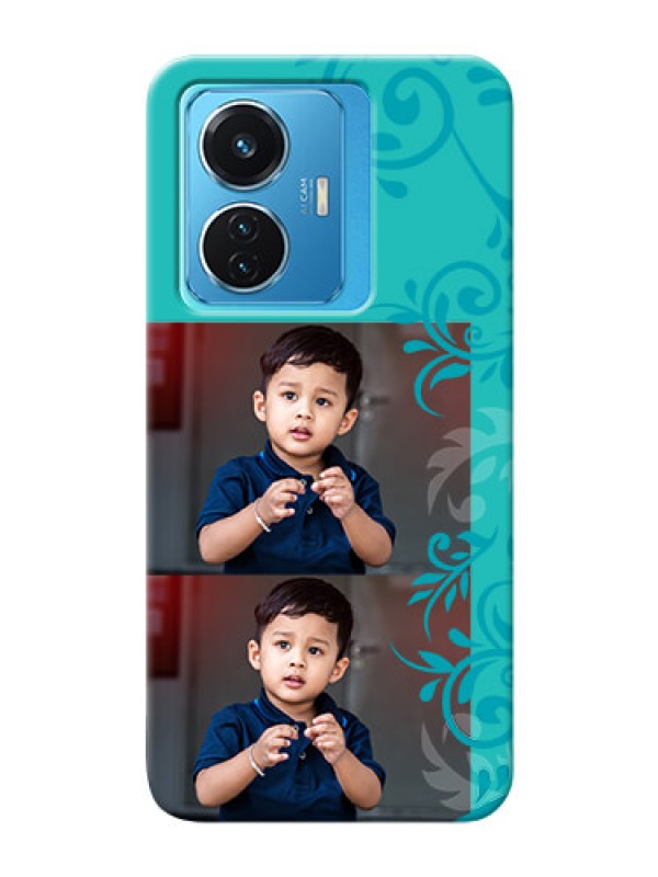 Custom Vivo T1 44W 4G Mobile Cases with Photo and Green Floral Design 