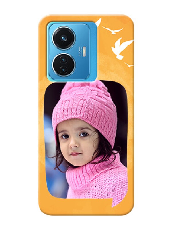 Custom Vivo T1 44W 4G Phone Covers: Water Color Design with Bird Icons