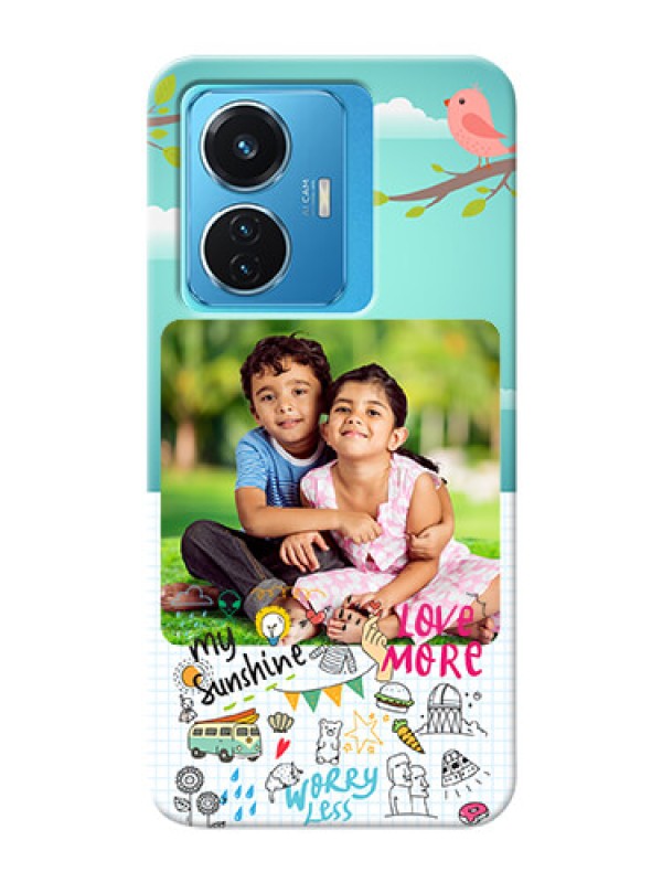 Custom Vivo T1 44W 4G phone cases online: Doodle love Design