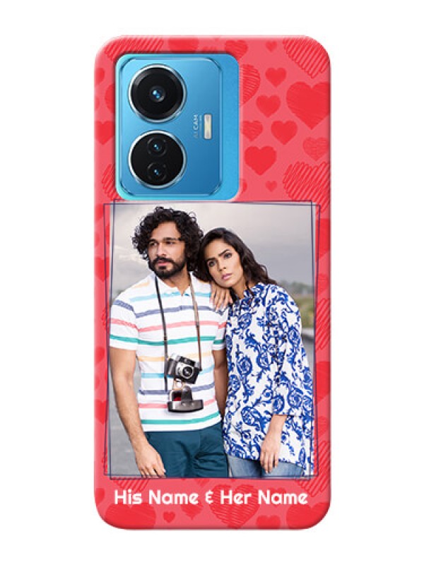 Custom Vivo T1 44W 4G Mobile Back Covers: with Red Heart Symbols Design