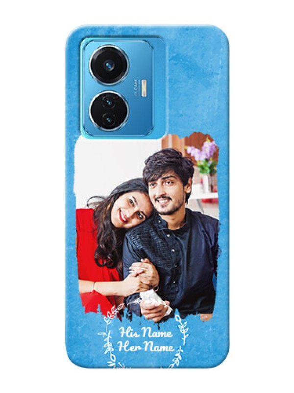 Custom Vivo T1 44W 4G custom mobile cases: Blue Color Vintage Design