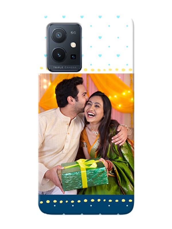 Custom Vivo T1 5G Phone Covers: White and Blue Abstract Design