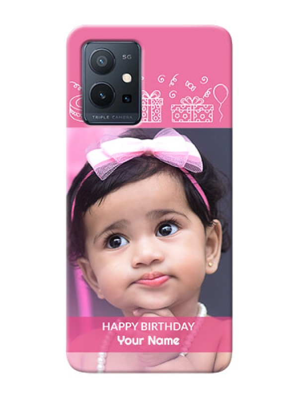 Custom Vivo T1 5G Custom Mobile Cover with Birthday Line Art Design