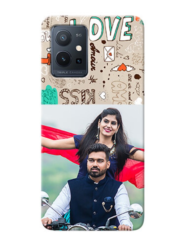 Custom Vivo T1 5G Personalised mobile covers: Love Doodle Pattern 