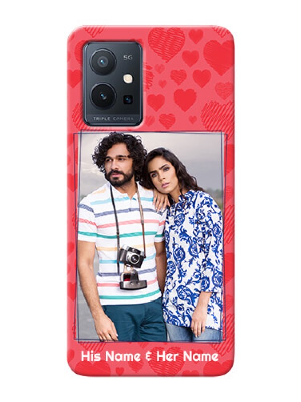 Custom Vivo T1 5G Mobile Back Covers: with Red Heart Symbols Design