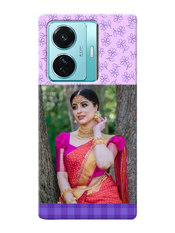 Custom Vivo T1 Pro 5G Mobile Cases: Purple Floral Design