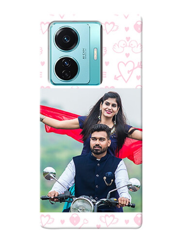 Custom Vivo T1 Pro 5G personalized phone covers: Pink Flying Heart Design