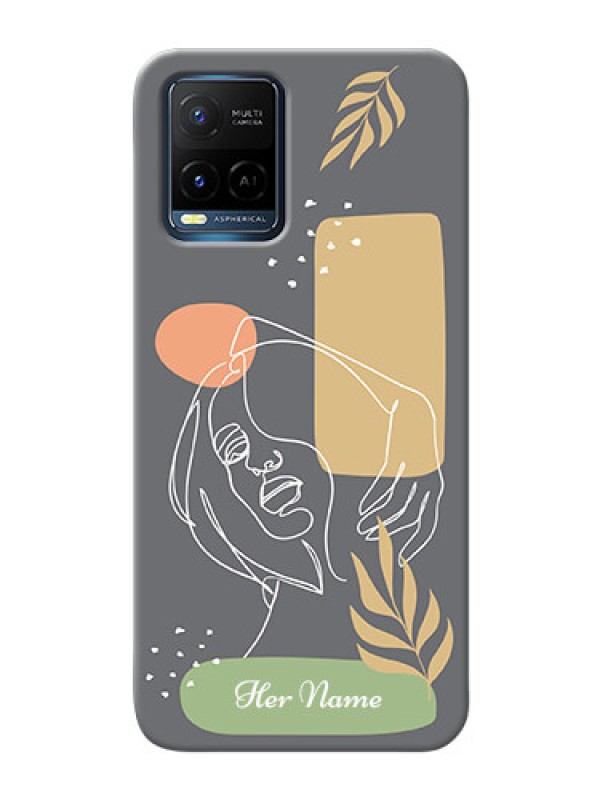 Custom Vivo T1X Phone Back Covers: Gazing Woman line art Design