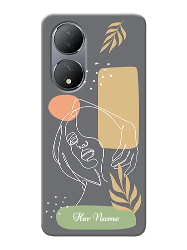 Custom Vivo T2 5G Phone Back Covers: Gazing Woman line art Design
