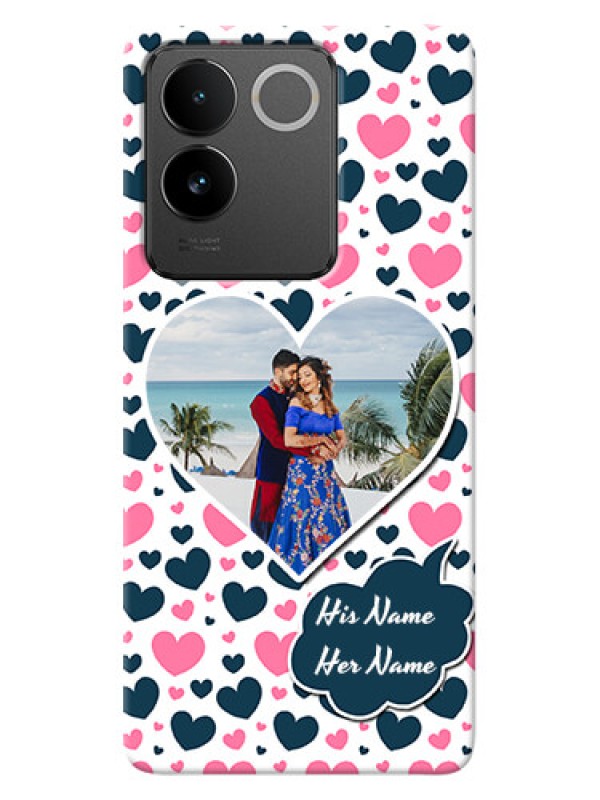 Custom Vivo T2 Pro 5G Mobile Covers Online: Pink & Blue Heart Design