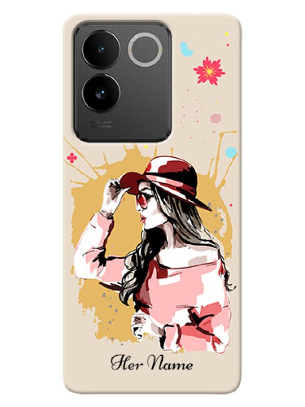 Custom Vivo T2 Pro 5G Photo Printing on Case with Women with pink hat Design