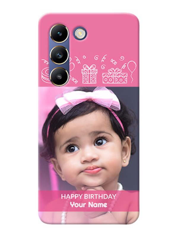 Custom Vivo T3 5G Custom Mobile Cover with Birthday Line Art Design