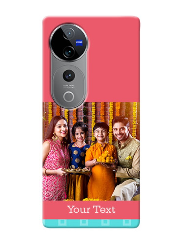 Custom Vivo T3 Ultra Mobile Back Covers: Peach And Blue Color Design