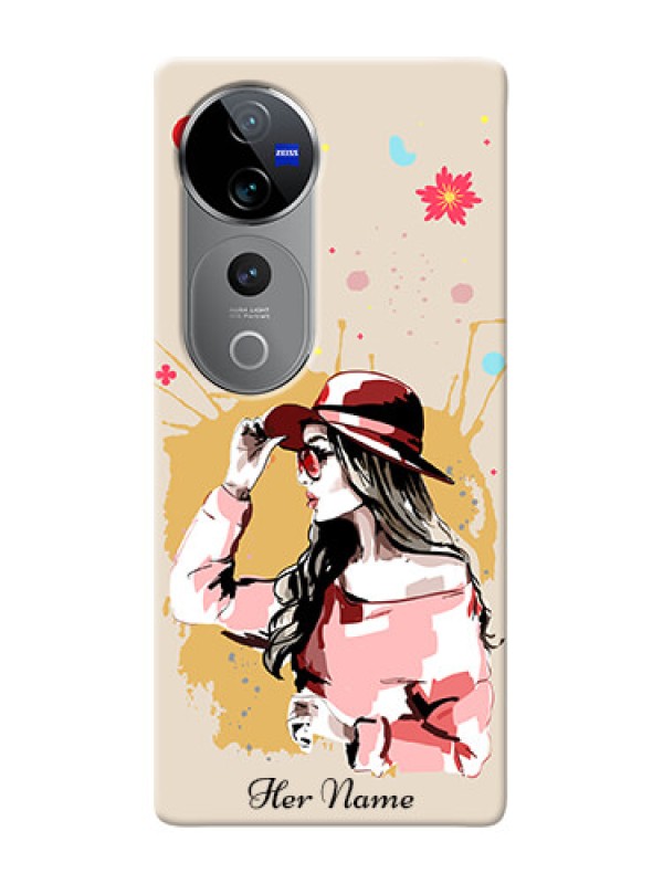 Custom Vivo T3 Ultra Photo Printing on Case with Women with pink hat Design