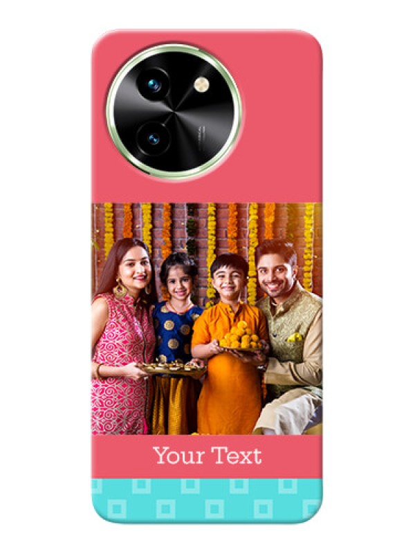 Custom Vivo T3X 5G Mobile Back Covers: Peach And Blue Color Design