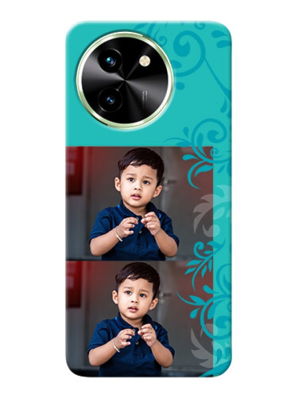 Custom Vivo T3X 5G Mobile Cases with Photo and Green Floral Design