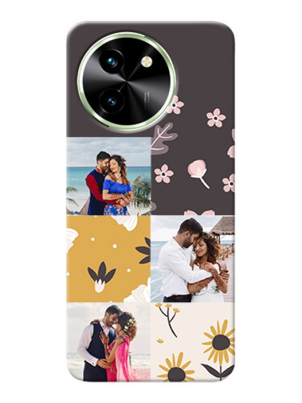 Custom Vivo T3X 5G phone cases online: 3 Images with Floral Design