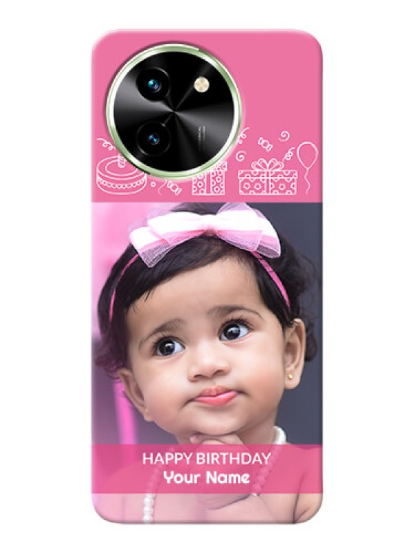 Custom Vivo T3X 5G Custom Mobile Cover with Birthday Line Art Design