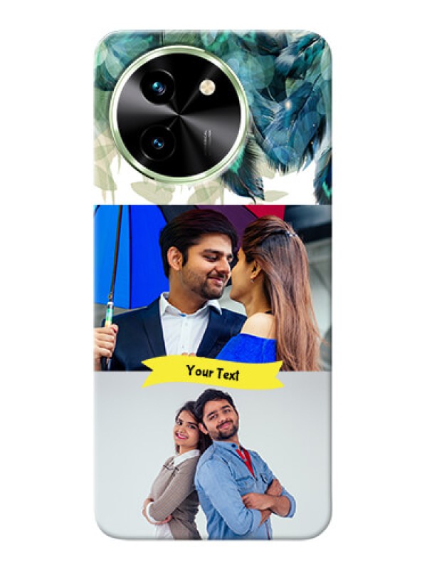 Custom Vivo T3X 5G Phone Cases: Image with Boho Peacock Feather Design