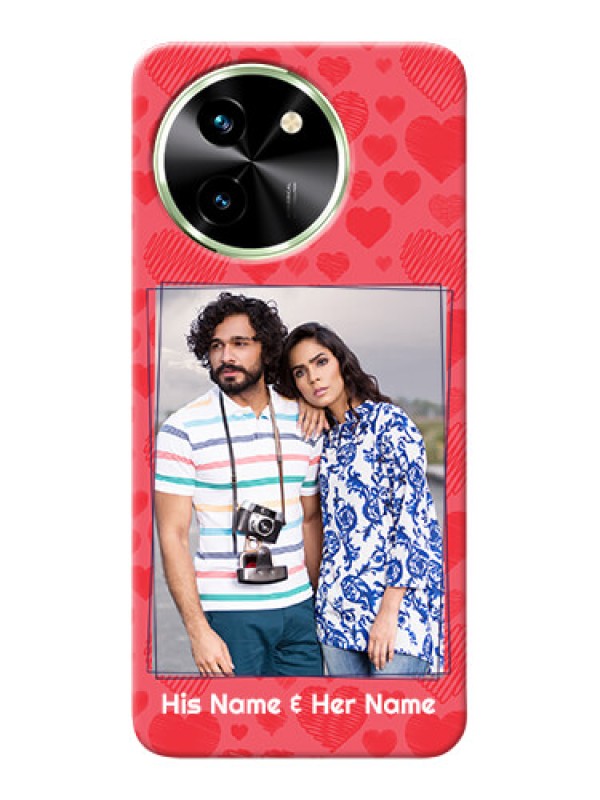 Custom Vivo T3X 5G Mobile Back Covers: with Red Heart Symbols Design