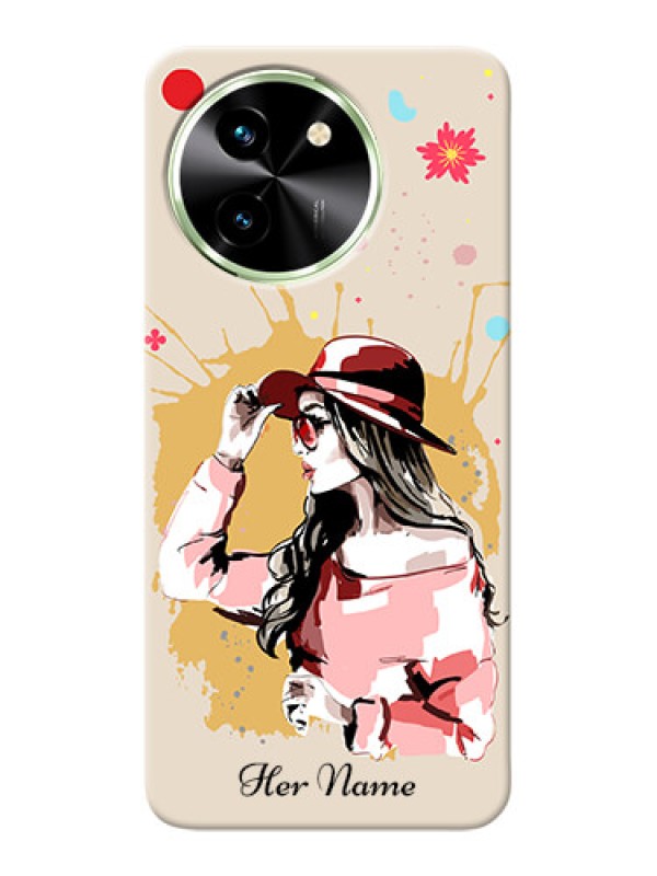 Custom Vivo T3X 5G Photo Printing on Case with Women with pink hat Design