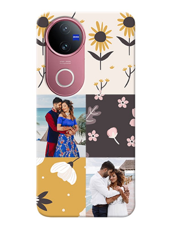 Custom Vivo T4R Custom Hard Phone Case - 3 Images With Floral Design