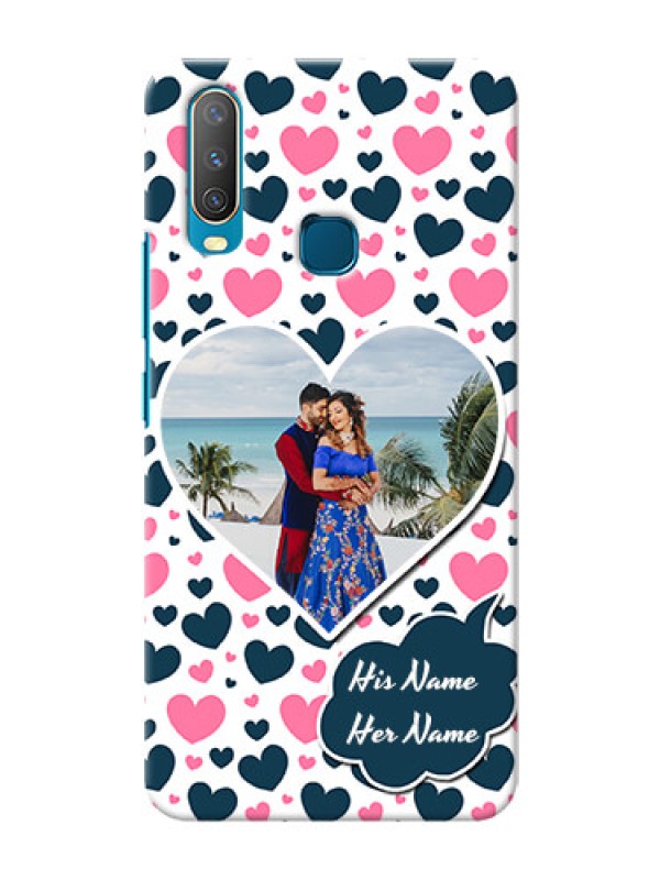 Custom Vivo U10 Mobile Covers Online: Pink & Blue Heart Design