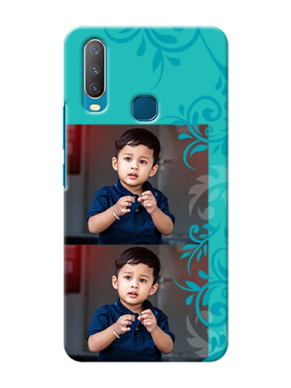 Custom Vivo U10 Mobile Cases with Photo and Green Floral Design 
