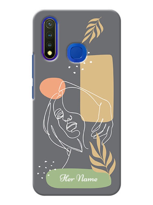 Custom Vivo U20 Phone Back Covers: Gazing Woman line art Design