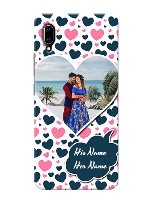 Custom Vivo V11 Pro Mobile Covers Online: Pink & Blue Heart Design