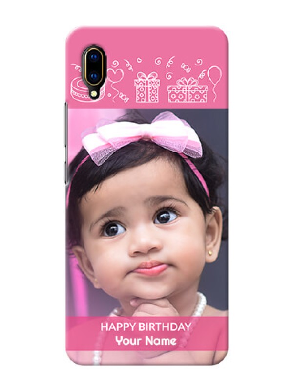 Custom Vivo V11 Pro Custom Mobile Cover with Birthday Line Art Design