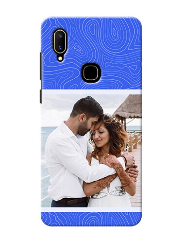 Custom Vivo V11 Mobile Back Covers: Curved line art with blue and white Design