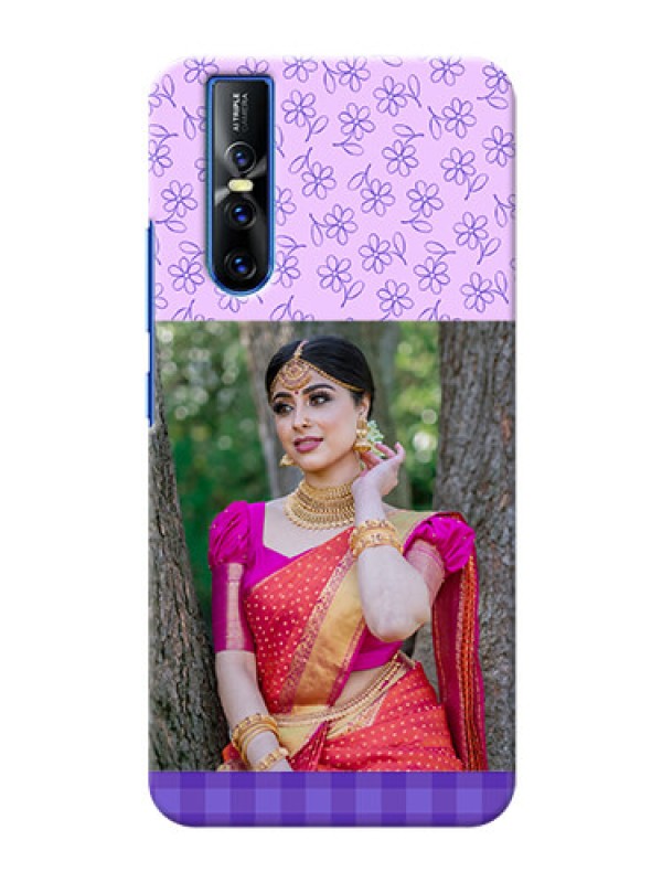 Custom Vivo V15 Pro Mobile Cases: Purple Floral Design