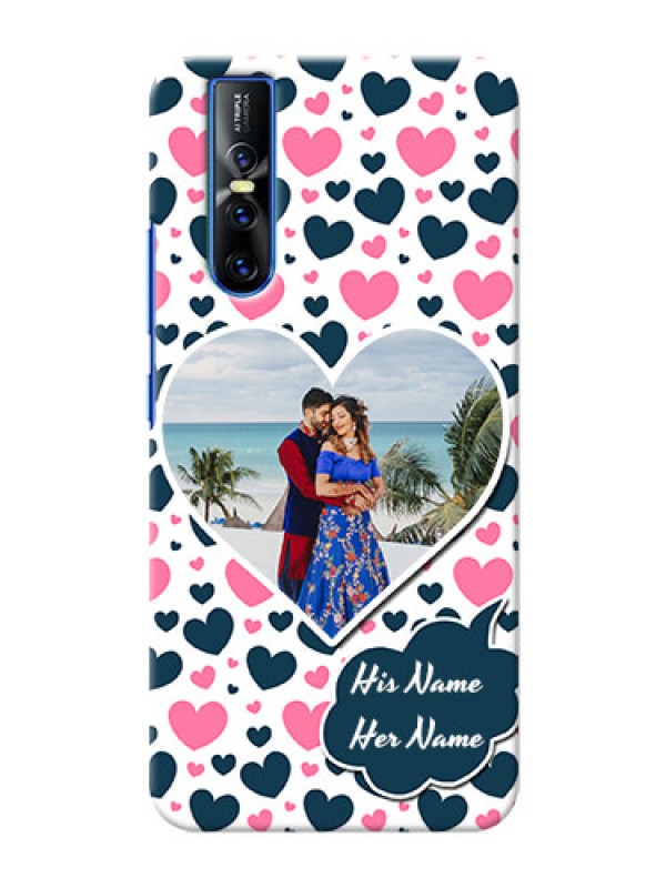 Custom Vivo V15 Pro Mobile Covers Online: Pink & Blue Heart Design