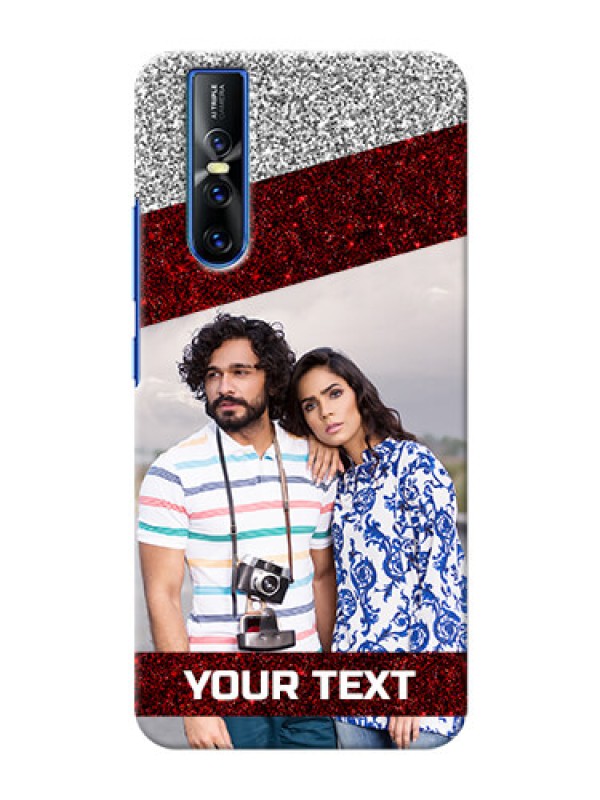 Custom Vivo V15 Pro Mobile Cases: Image Holder with Glitter Strip Design