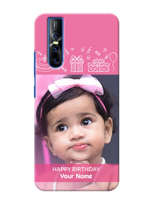 Custom Vivo V15 Pro Custom Mobile Cover with Birthday Line Art Design