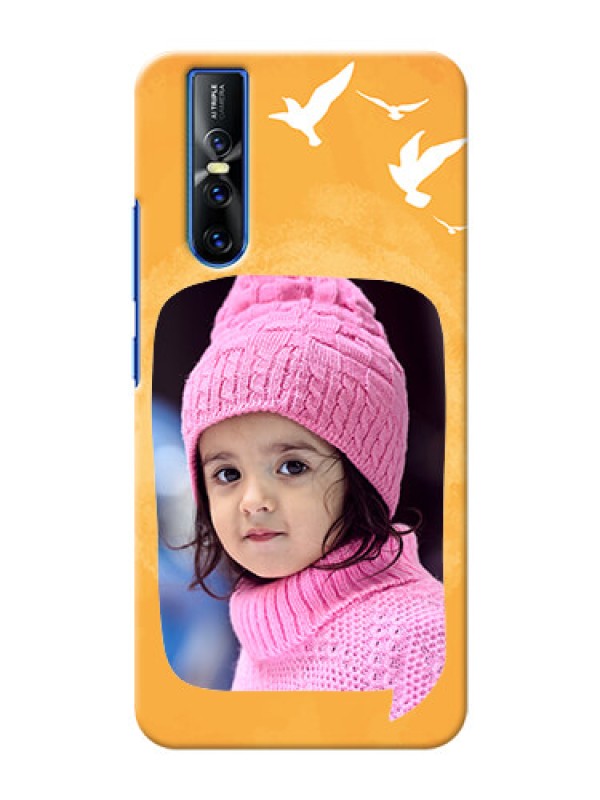 Custom Vivo V15 Pro Phone Covers: Water Color Design with Bird Icons