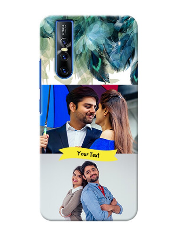 Custom Vivo V15 Pro Phone Cases: Image with Boho Peacock Feather Design