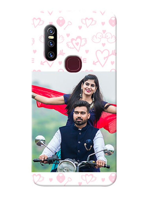 Custom Vivo V15 personalized phone covers: Pink Flying Heart Design
