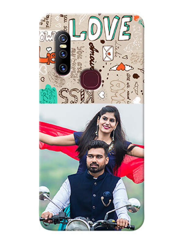 Custom Vivo V15 Personalised mobile covers: Love Doodle Pattern 