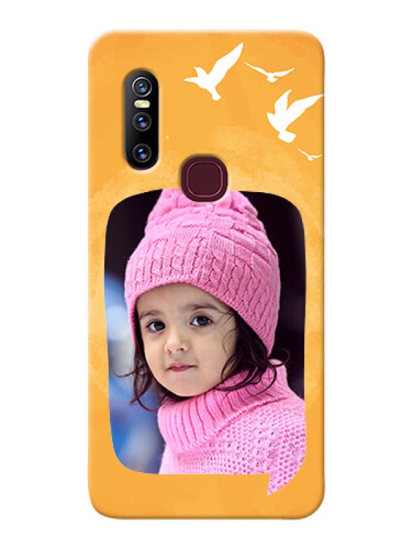 Custom Vivo V15 Phone Covers: Water Color Design with Bird Icons