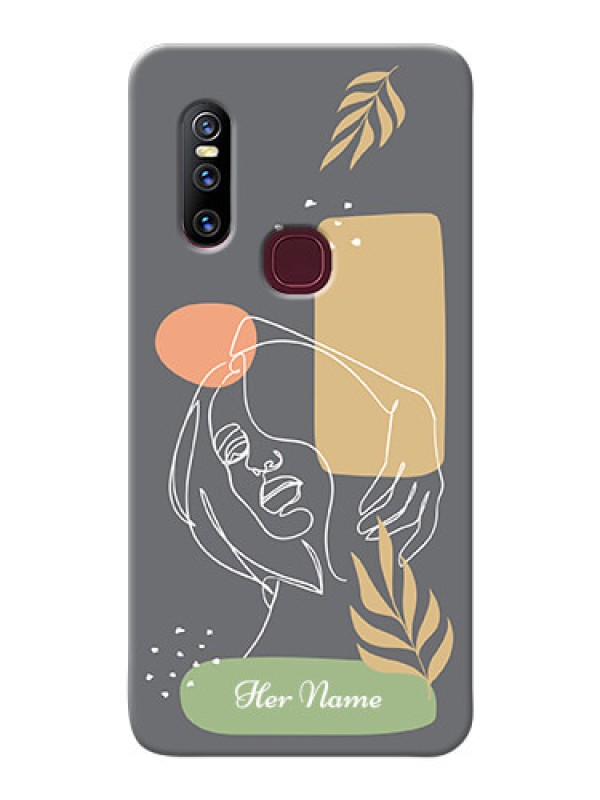 Custom Vivo V15 Phone Back Covers: Gazing Woman line art Design