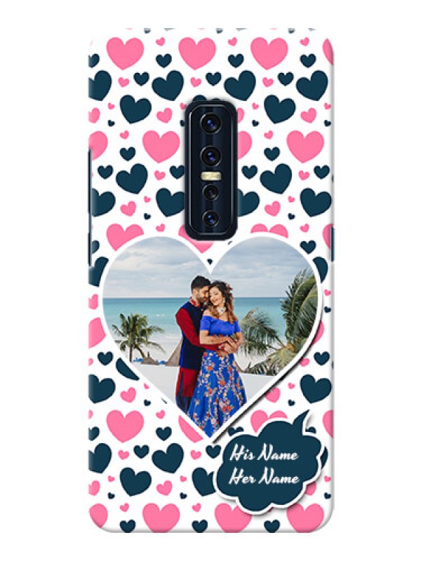 Custom Vivo V17 Pro Mobile Covers Online: Pink & Blue Heart Design