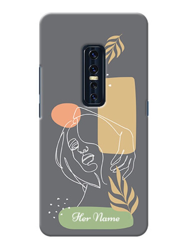 Custom Vivo V17 Pro Phone Back Covers: Gazing Woman line art Design