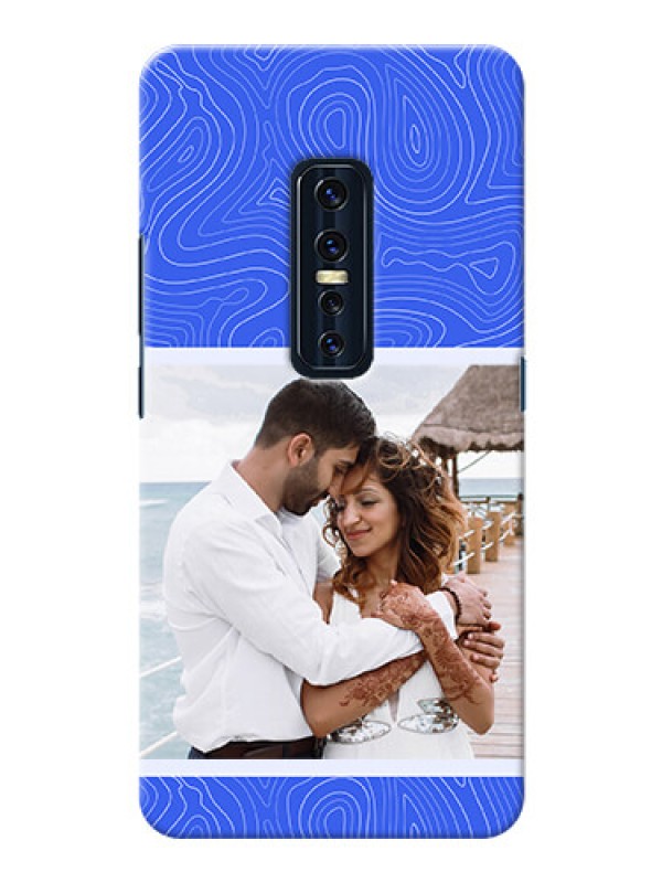 Custom Vivo V17 Pro Mobile Back Covers: Curved line art with blue and white Design